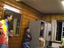 Craig in the cupboard at Glen Nevis youth hostel